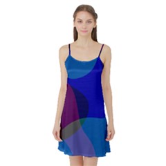 Blue Abstract 1118 - Groovy Blue And Purple Art Satin Night Slip by KorokStudios