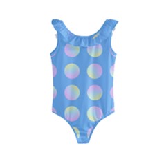 Abstract Stylish Design Pattern Blue Kids  Frill Swimsuit by brightlightarts