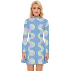 Abstract Stylish Design Pattern Blue Long Sleeve Velour Longline Dress by brightlightarts