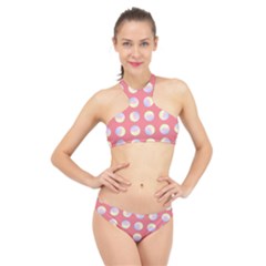 Abstract Stylish Design Pattern Red High Neck Bikini Set by brightlightarts