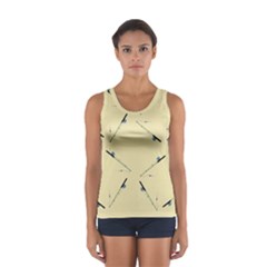 Fishing Rods Pattern Brown Sport Tank Top 