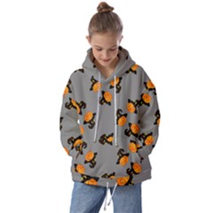 Pumpkin Heads With Hat Gray Kids  Oversized Hoodie by TetiBright