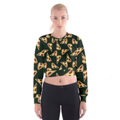 Pizza Slices Pattern Green Cropped Sweatshirt by TetiBright