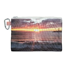 Tropical Sunset Canvas Cosmetic Bag (large) by StarvingArtisan