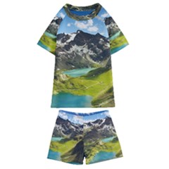 Aerial View Of Mountain And Body Of Water Kids  Swim Tee And Shorts Set by danenraven