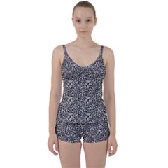 Black Cheetah Skin Tie Front Two Piece Tankini by Sparkle