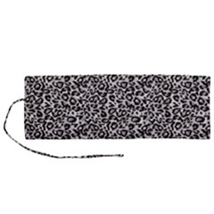 Black Cheetah Skin Roll Up Canvas Pencil Holder (m) by Sparkle