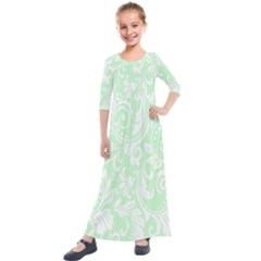 Clean Ornament Tribal Flowers  Kids  Quarter Sleeve Maxi Dress by ConteMonfrey