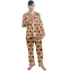 Wavey Shapes Pattern                                                              Men s Satin Pajamas Long Pants Set