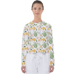 Flowers On A White Background Pattern                                                                   Women s Slouchy Sweat