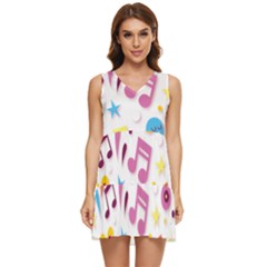 Love Cute Cartoon Seamless Shading Tiered Sleeveless Mini Dress by Jancukart