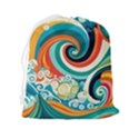 Wave Waves Ocean Sea Abstract Whimsical Drawstring Pouch (2XL) View2