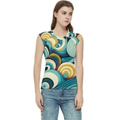 Waves Ocean Sea Abstract Whimsical (1) Women s Raglan Cap Sleeve Tee by Jancukart