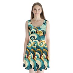 Waves Ocean Sea Abstract Whimsical (1) Split Back Mini Dress 