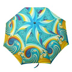 Waves Ocean Sea Abstract Whimsical Folding Umbrellas