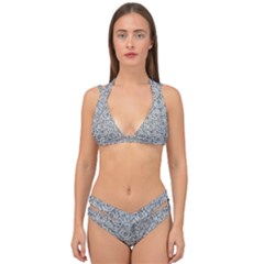 Circle Ornate Motif Random Pattern Double Strap Halter Bikini Set