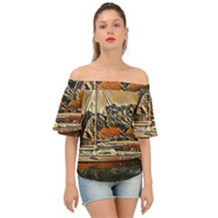 Art Boats Garda, Italy  Off Shoulder Short Sleeve Top by ConteMonfrey