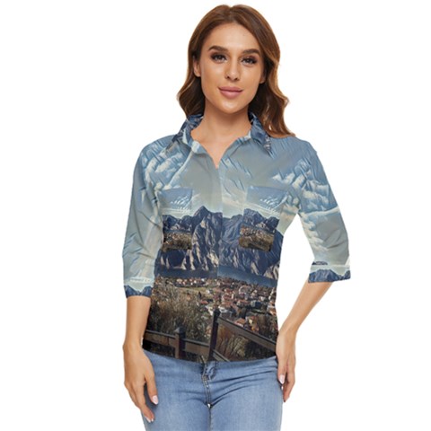 Lake In Italy Women s Quarter Sleeve Pocket Shirt by ConteMonfrey