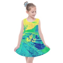 Blue And Green Boat Modern  Kids  Summer Dress by ConteMonfrey