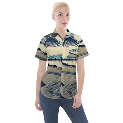 A Walk On Gardasee, Italy  Women s Short Sleeve Pocket Shirt by ConteMonfrey