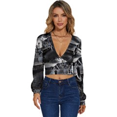 Smokey Pier Long Sleeve Deep-v Velour Top