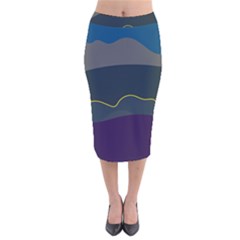 Abstract Landscape Art Design Pattern Water Velvet Midi Pencil Skirt