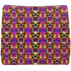 Cute Small Dogs With Colorful Flowers Seat Cushion by pepitasart