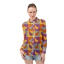 Chickens Pixel Pattern - Version 1a Long Sleeve Chiffon Shirt View1