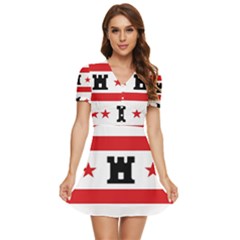 Drenthe Flag V-neck High Waist Chiffon Mini Dress