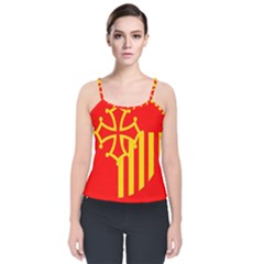 Languedoc Roussillon Flag Velvet Spaghetti Strap Top by tony4urban