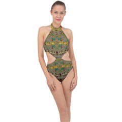 Fishes Admires All Freedom In The World And Feelings Of Security Halter Side Cut Swimsuit by pepitasart