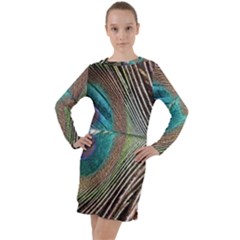 Peacock Long Sleeve Hoodie Dress