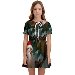 A Santa Claus Standing In Front Of A Dragon Low Kids  Sweet Collar Dress by EmporiumofGoods