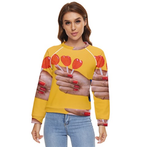 Valentine Day Lolly Candy Heart Women s Long Sleeve Raglan Tee by artworkshop