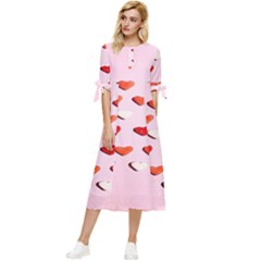 Lolly Candy  Valentine Day Bow Sleeve Chiffon Midi Dress by artworkshop