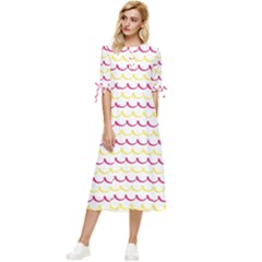 Pattern Waves Bow Sleeve Chiffon Midi Dress by artworkshop