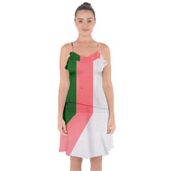 Green Pink Interior Paint Ruffle Detail Chiffon Dress by artworkshop