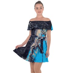 Mixing Acrylic Paints Off Shoulder Velour Dress by artworkshop