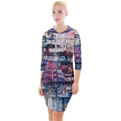 Splattered Paint On Wall Quarter Sleeve Hood Bodycon Dress by artworkshop