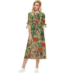 Valentine Day Heart Forest Bow Sleeve Chiffon Midi Dress by artworkshop