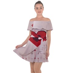 Valentine Day Heart Love Logo Off Shoulder Velour Dress by artworkshop