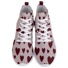 Valentine Day Heart Love Pattern Men s Lightweight High Top Sneakers by artworkshop