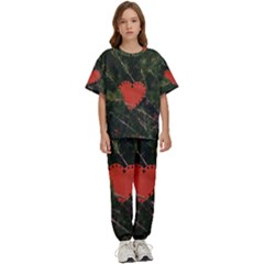 Valentine Day Heart Love Kids  Tee And Pants Sports Set by artworkshop