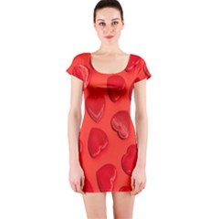 Valentine Day Heart Pattern  Short Sleeve Bodycon Dress by artworkshop