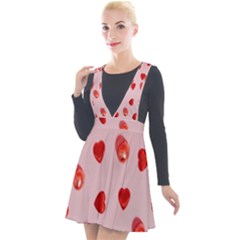 Valentine Day Heart Pattern Plunge Pinafore Velour Dress by artworkshop