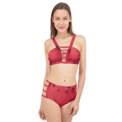 Valentine Day Logo Heart Ribbon Cage Up Bikini Set by artworkshop