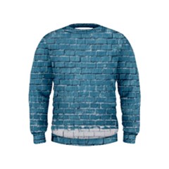 White And Blue Brick Wall Kids  Sweatshirt by artworkshop