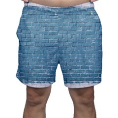 White And Blue Brick Wall Men s Shorts