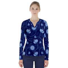 Flower V-neck Long Sleeve Top by zappwaits