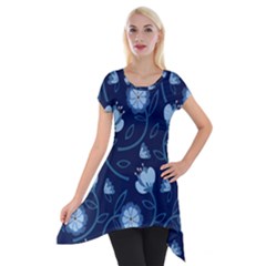 Flower Short Sleeve Side Drop Tunic by zappwaits